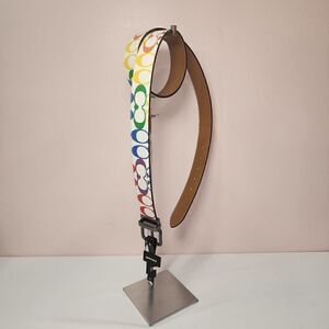 NWT COACH C4153 PRIDE Rainbow Signature Canvas Roller Buckle Reversible …